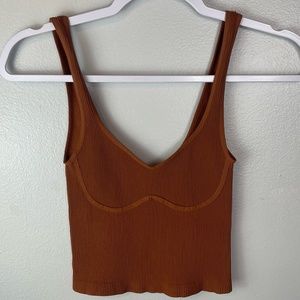Intimately Free People Burnt Orange Bralette Tank Top Cropped Bra No Wire L/XL